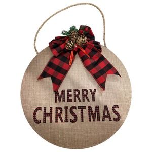 Merry Christmas Hanging Sign | Front Door Round Sign‎